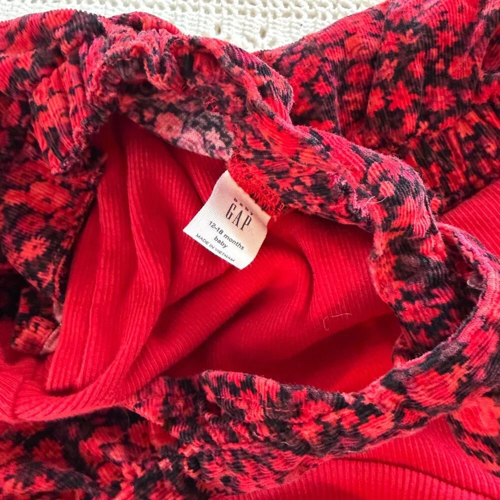 Baby GAP Girls Turtleneck Ruffle Pinafore Dress Matching Set Size 12-18